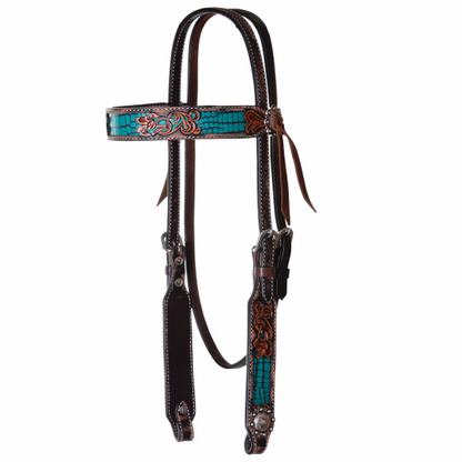 Circle Y "Distressed Filigree Turquoise Inlay" Tack Set - Pony Size