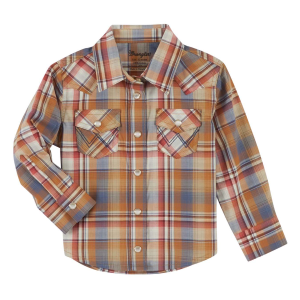 Wrangler Boy's Infant Plaid Brown Western Shirt