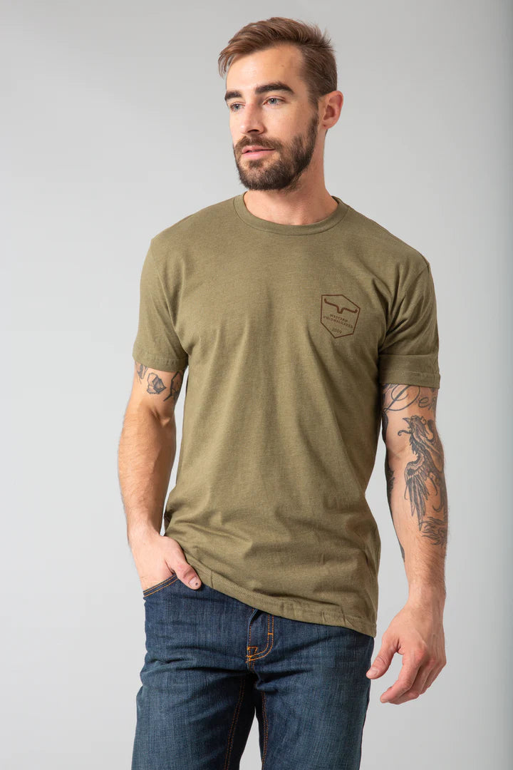 Kimes Ranch Men's Shielded Trucker Military Green T-Shirt