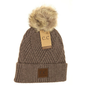 C.C Beanie Large Patch Heathered Color Pom Beanie