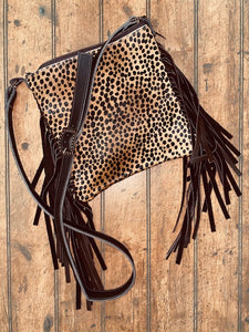 Cheetah Crossbody Purse with Leather Strap by Hailey Drent