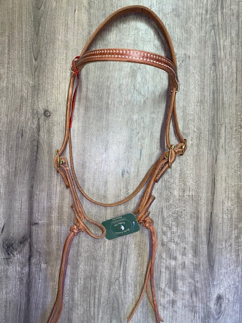 Berlin Browband Headstall with Rattlesnake Ends - Brass Buckle