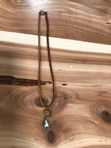 J.Forks Leather With Turquoise Drop Necklace