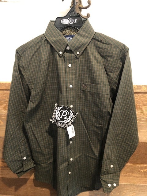 Panhandle Men's Big & Tall Olive Western Shirt