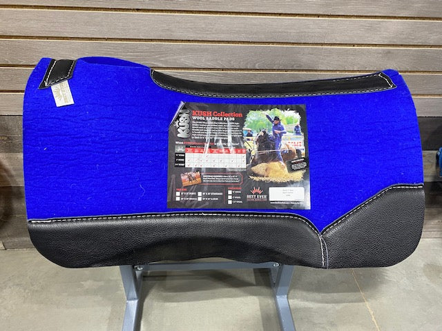 Best Ever Blue Kush Saddle Pad - Black Leather (1" thick, 30"x30")