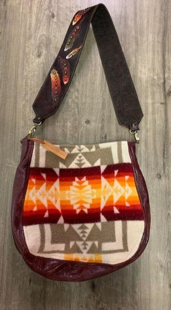 Hollipop Designs Pendleton Purse with Painted Feather Strap