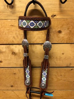 Rafter S. Beaded Flower Headstall