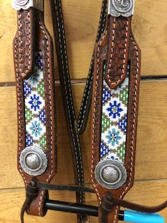 Rafter S. Beaded Flower Headstall