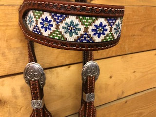 Rafter S. Beaded Flower Headstall