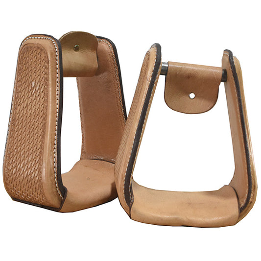 Jerry Beagley Leather Roper Stirrup - Basket Stamp