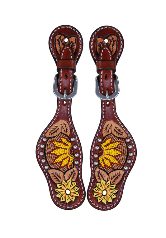 Rafter T Kids Spur Strap - Beaded Sunflower