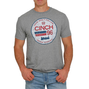 Cinch Men's  Logo Graphic Heather Grey T-Shirt
