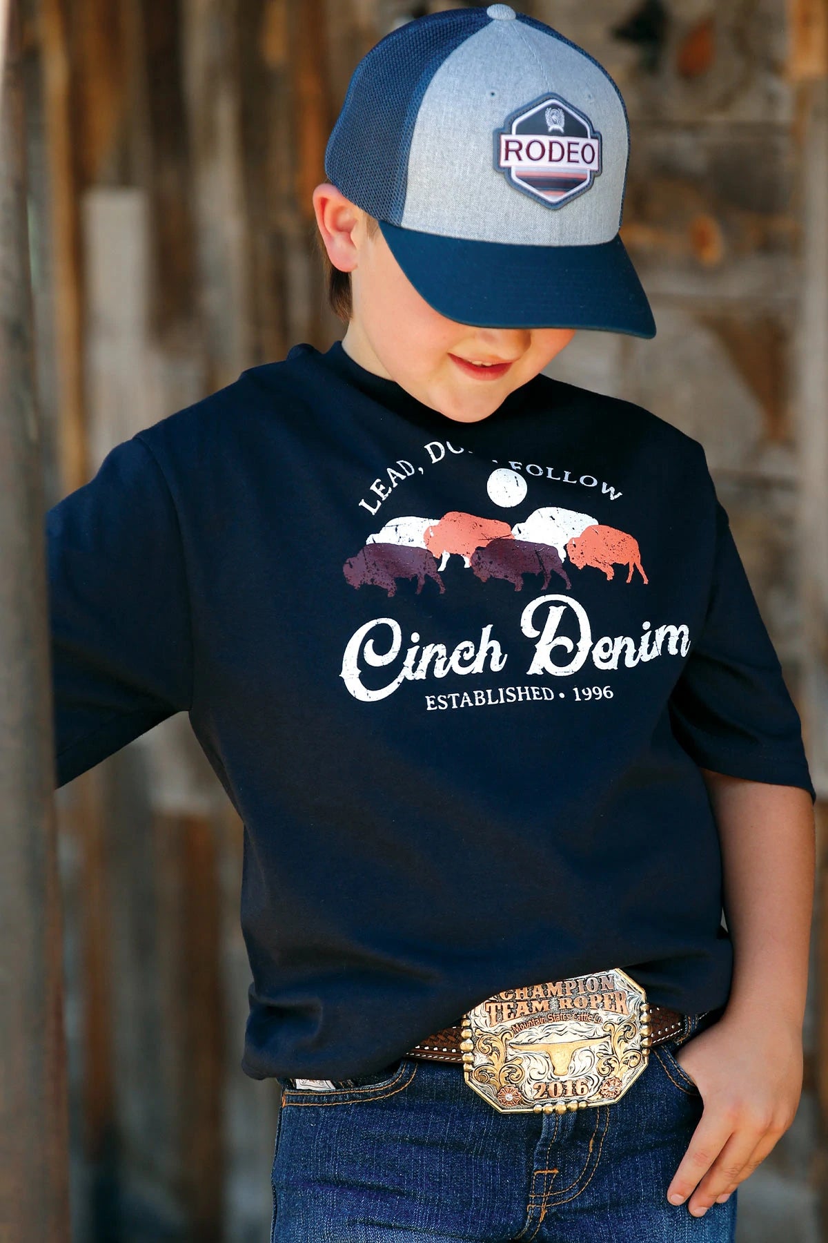 Cinch Boy's Navy Buffalo Lead Don't Follow T-Shirt