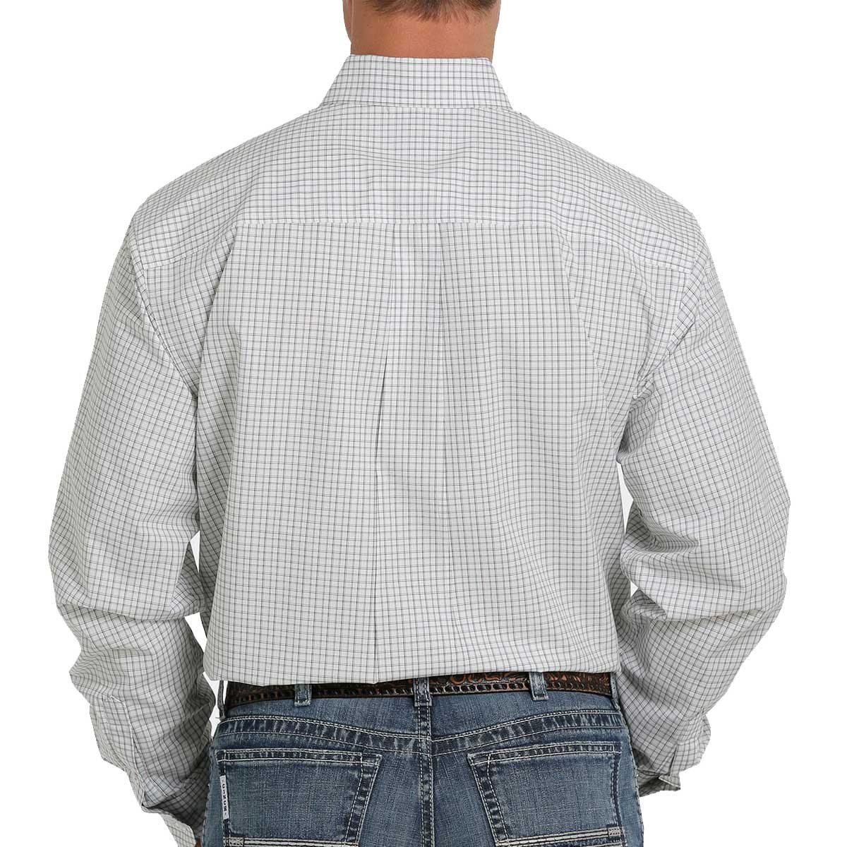 Cinch Men's White & Light Blue Box Plaid Western Shirt