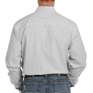 Cinch Men's White & Light Blue Box Plaid Western Shirt