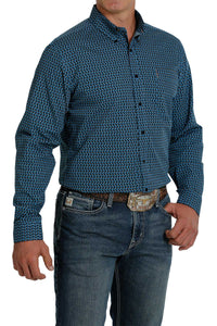 Cinch Men's Modern Fit Blue Print Western Shirt