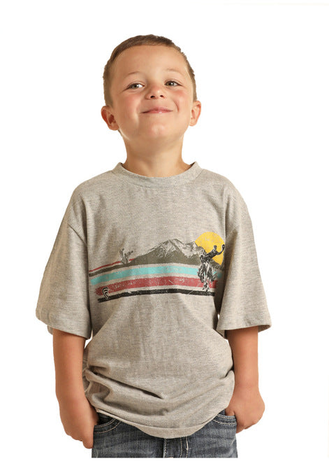 Rock & Roll Boy's Gray Bucking Bronc T-Shirt