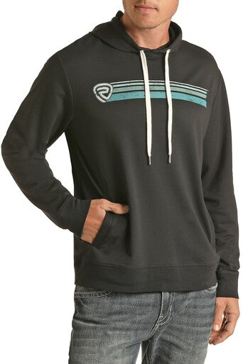 Rock & Roll Boy's Blue/Teal Striped Logo Hoodie