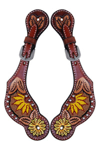 Rafter T Ladies Spur Strap - Beaded Sunflower