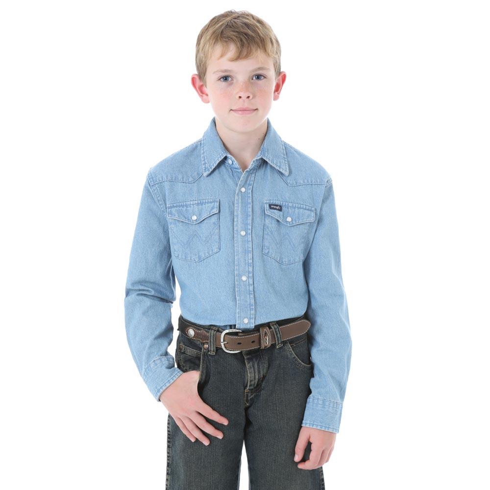 Wrangler Boy's Cowboy Cut Denim Western Shirt
