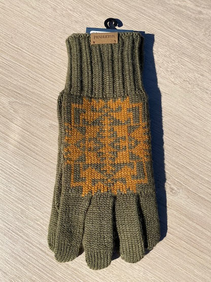 Pendleton Chief Joseph Olive Knit Gloves