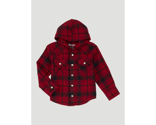 Wrangler Boy's Toddler Hooded Multi Plaid Western Shirt