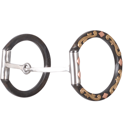 Sherry Cervi Barrel Bit Diamond II D-Ring Snaffle - Browned Iron