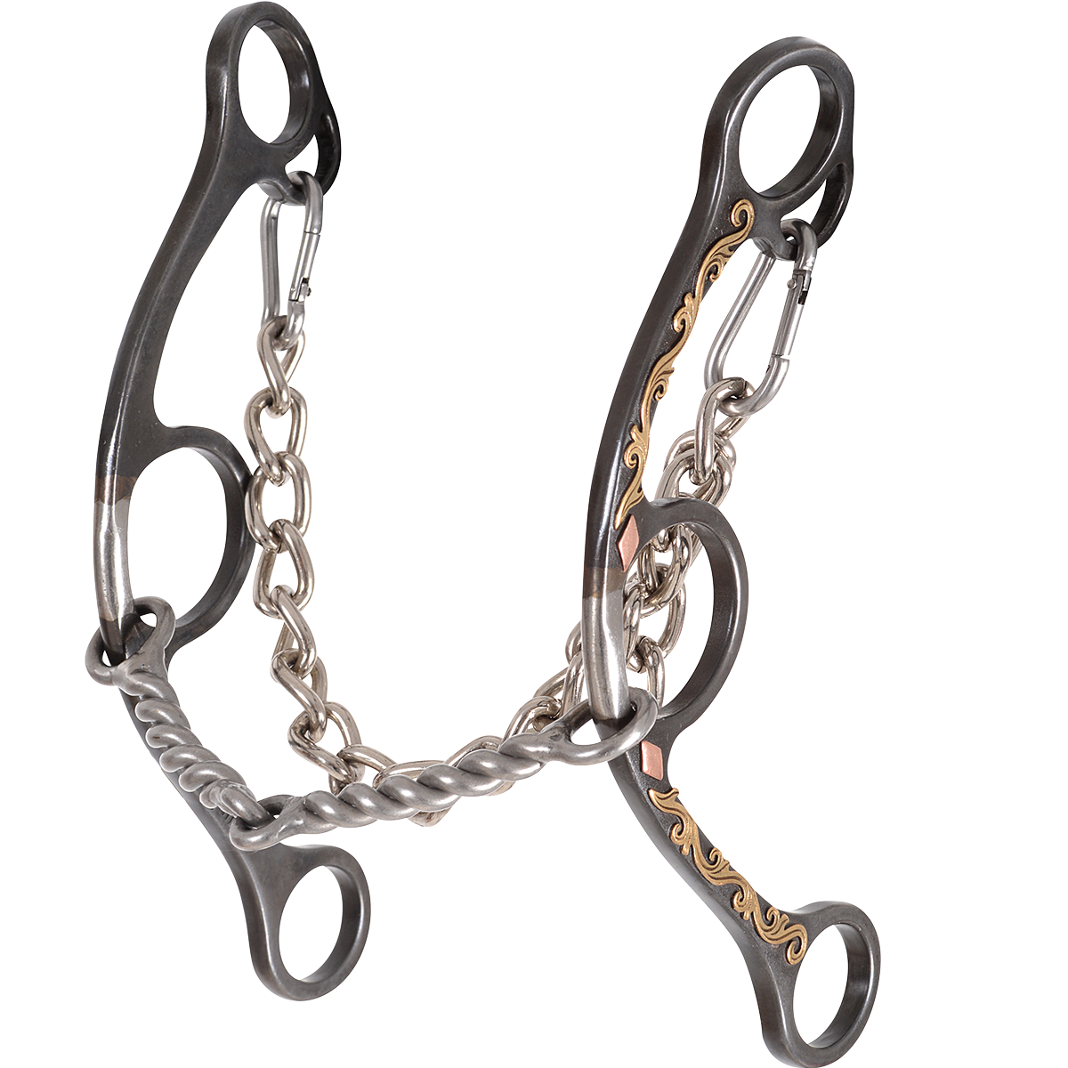 Sherry Cervi Barrel Bit Diamond II Gag Long Shank - Browned Iron