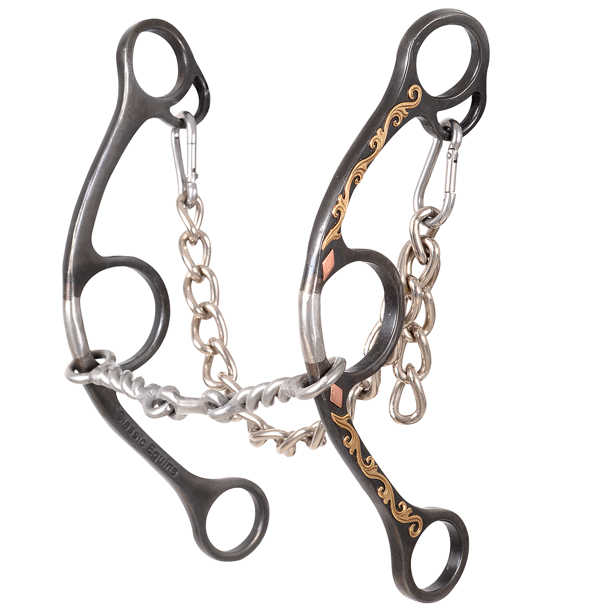 Sherry Cervi Barrel Bit Diamond II Gag Long Shank - Browned Iron