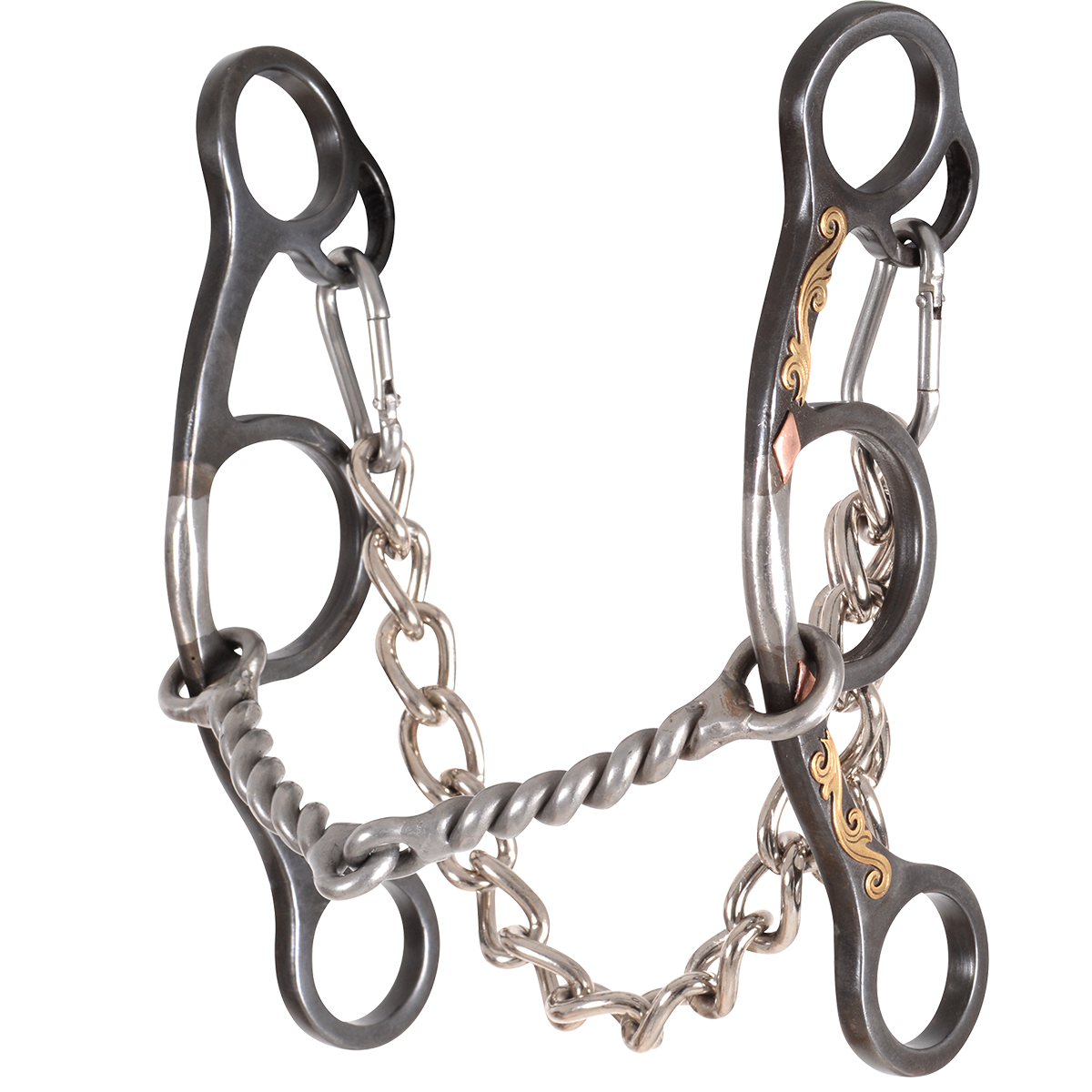 Sherry Cervi Barrel Bit Diamond II Gag Short Shank - Browned Iron