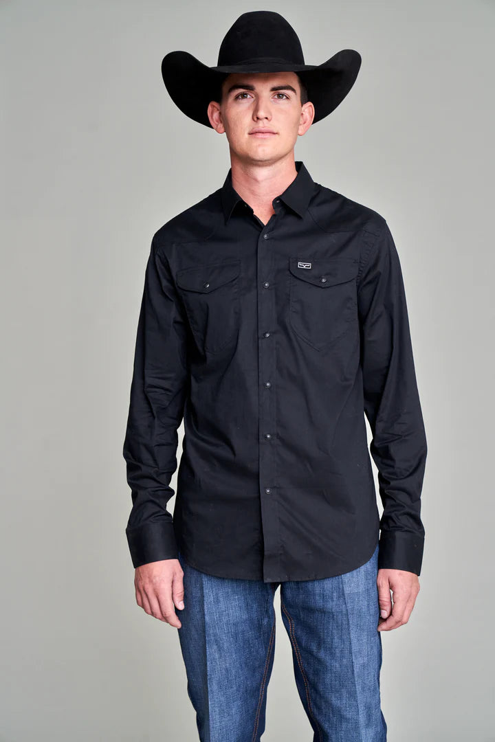 Kimes Ranch Men's Blackout Black Western Shirt