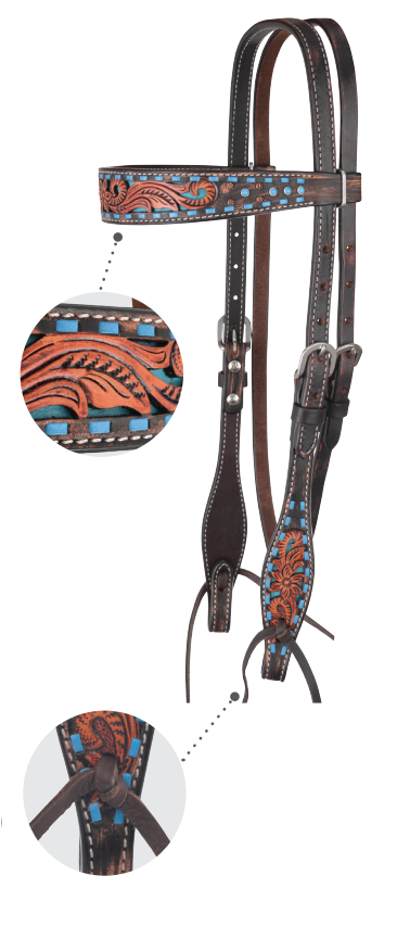 Circle Y Bronco Blue Texas Flower Headstall