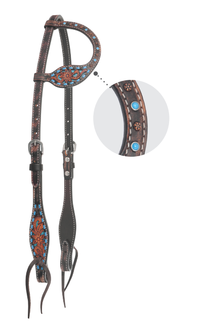 Circle Y Bronco Blue Texas Flower Headstall