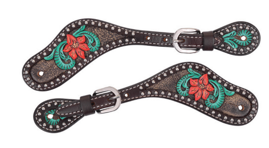 Circle Y Cactus Flower Filigree Spur Straps