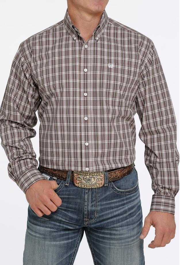 Cinch Men's Brown Plaid Western Shirt