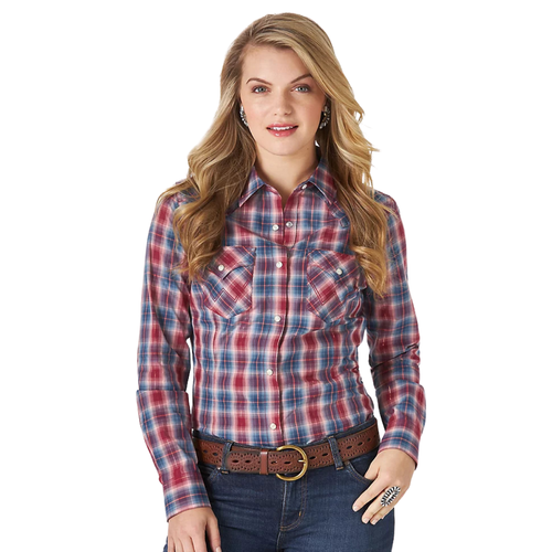 Wrangler Women's Pointed Yoke Red/Blue Plaid Western Shirt – Leanin ...