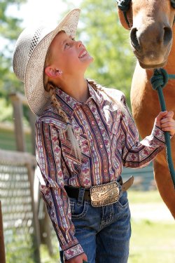 Cruel Girl's Pink & Navy Stripe Western Shirt