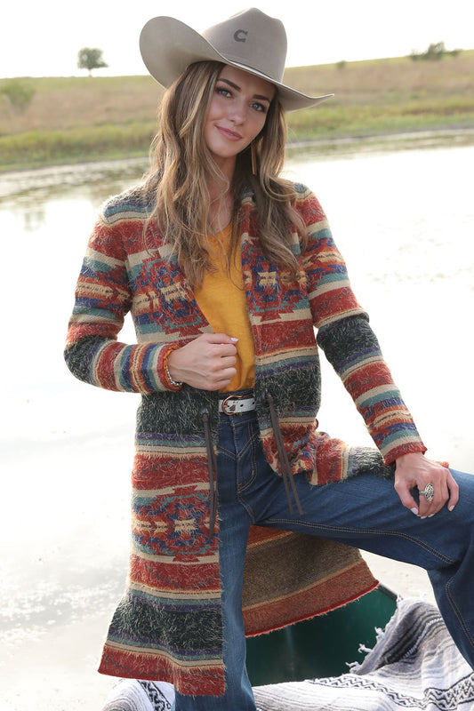 Cruel Women's Knit Cropped Multi Color Duster