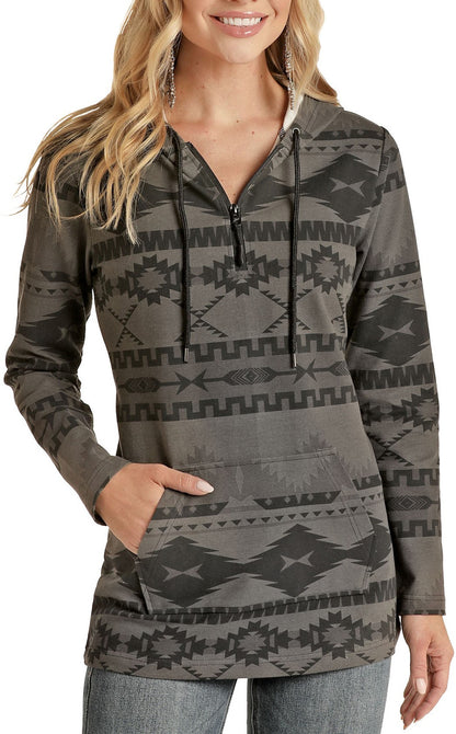 Powder River Women's Aztec Knit Quarter Zip Hoodie