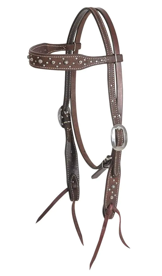 Martin Chocolate Pewter Dots Browband Headstall