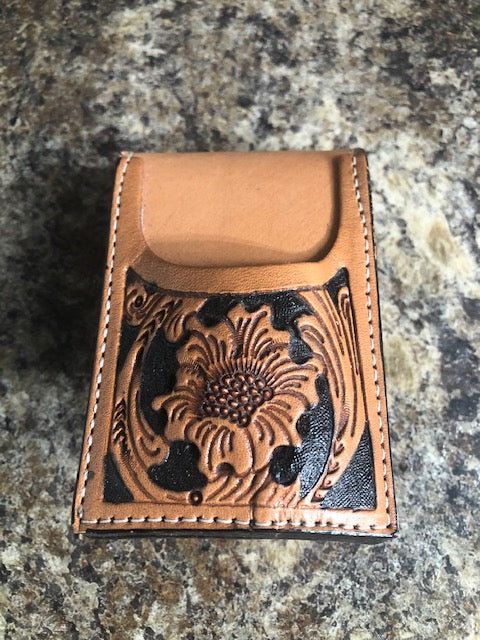 Double J Hand-Tooled Money Clip