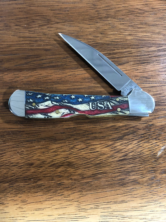 Case Vintage Flag Natural Bone Color Wash Copperlock Knife