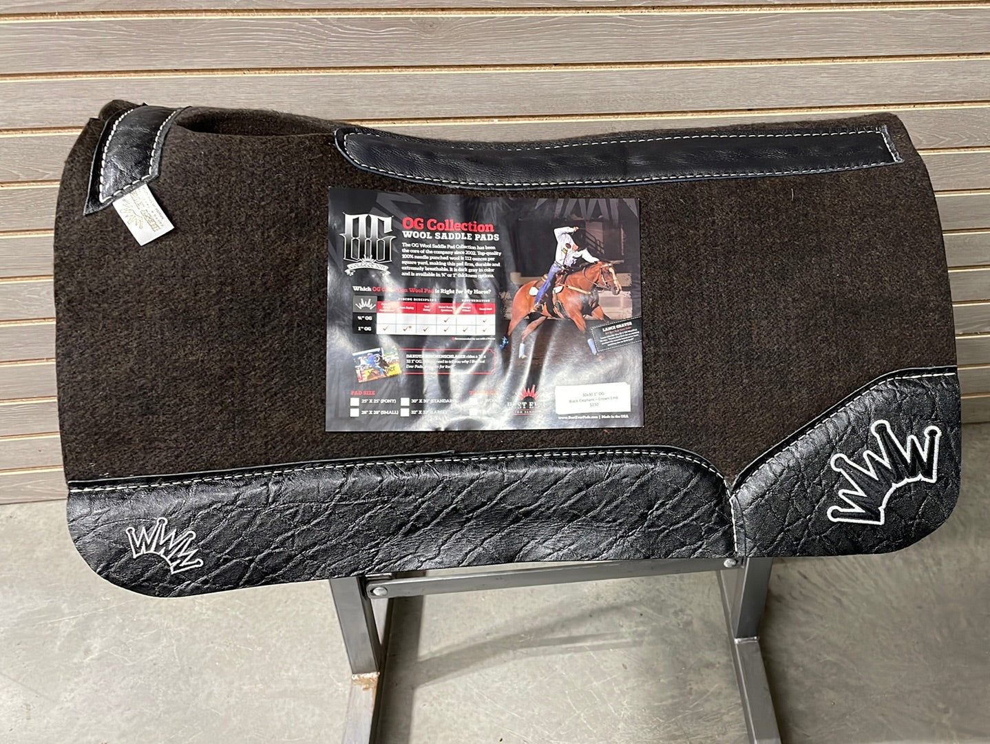 Best Ever OG Saddle Pad - Black Elephant White/Black Crown (1" thick, 30"x30")