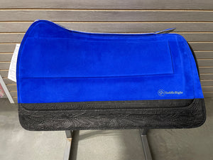 SaddleRight Saddle Pad 32" x 28" - Royal Blue Suede & Black Floral