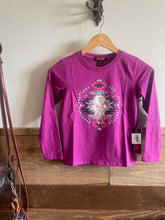 Load image into Gallery viewer, Rock &amp; Roll Girl&#39;s Longhorn Graphic Purple T-Shirt
