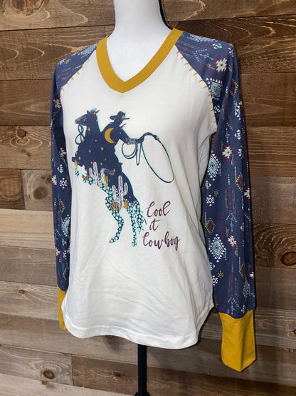 Cruel Women's Cool It Cowboy Cream/Multi Raglan Top