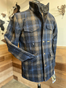 Powder River Men's Blue & Brown Plaid Wool Jacket