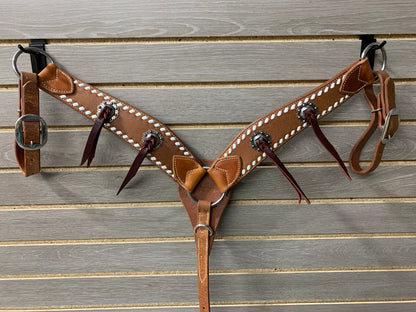 Performance Pony Tack Set - Roughout with White Buckstitch & Blood Knots