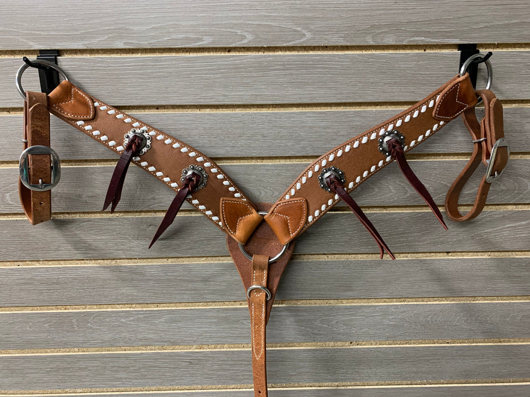Performance Pony Tack Set - Roughout with White Buckstitch & Blood Knots