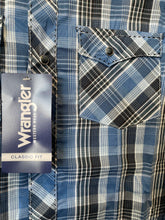 Load image into Gallery viewer, Wrangler Boy&#39;s Blue With Black Plaid Western Shirt

